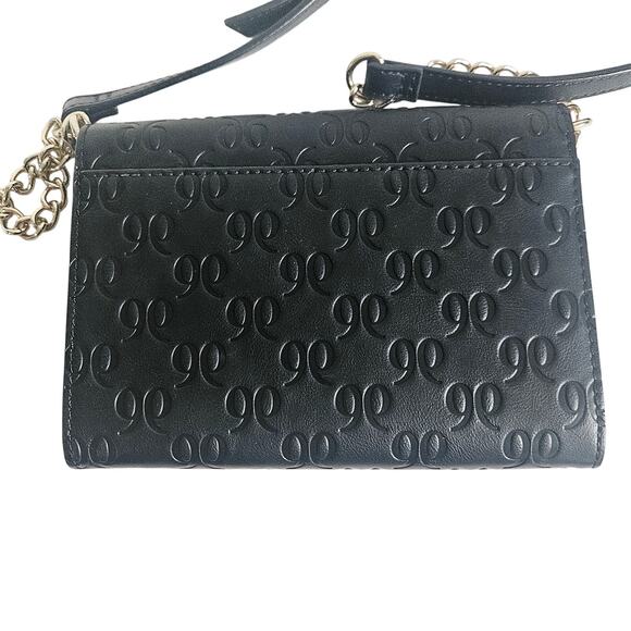 Nine West Chain Strap Evening Bag Black Number 9 Logo Print Envelope Style Purse - Picture 2 of 6
